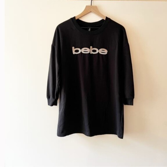 bebe Tops - Y2k Bebe Black Oversized Sweatshirt Sleep Shirt Size Small Vintage